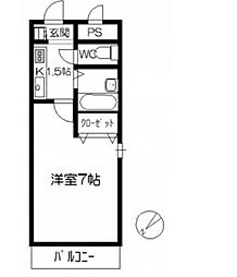 ロイヤルエムズ1997 1Kの間取図画像