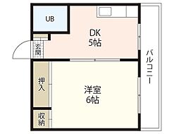 まるみビル 1DKの間取図画像
