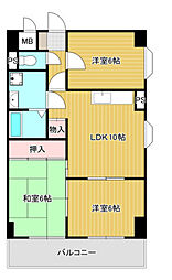 森ビル 3LDKの間取図画像