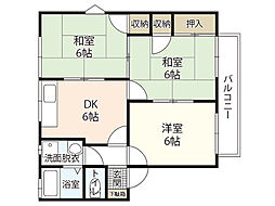 フレグランス蟹原A 3DKの間取図画像