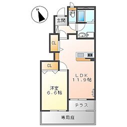 ヴェルモンド 1LDKの間取図画像
