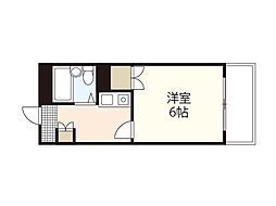 コーポ観音 1Kの間取図画像