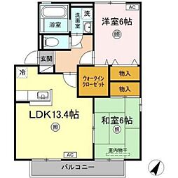 ルミエールA 2LDKの間取図画像