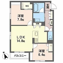 コンブリオサープラス西条 2LDKの間取図画像