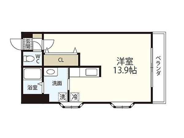 コーポ西翠 ｜広島県広島市南区西翠町(賃貸マンション1R・5階・34.27㎡)の写真 その2