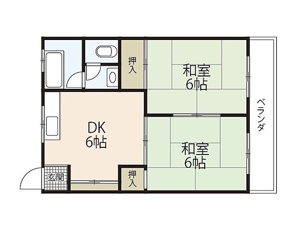 タイセイビル ｜広島県広島市中区光南3丁目(賃貸マンション2DK・4階・39.00㎡)の写真 その2