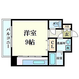 BONDBLD．IV 13階ワンルームの間取り