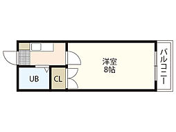 エステート平成 2階1Kの間取り
