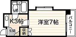 山本ビル（小河内町） 4階1Kの間取り