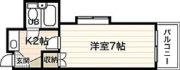 山本ビル（小河内町） 4階1Kの間取り