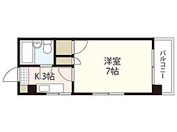 山本ビル（小河内町） 2階1Kの間取り