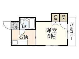 レグルス己斐本町 5階1Kの間取り