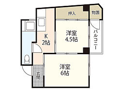 京文ビル 2Kの間取図画像