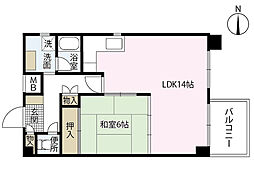 ベルソーレ松本 2階1LDKの間取り