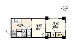 ますもとビル 2DKの間取図画像