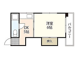 第1小河内ビル 1DKの間取図画像