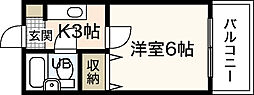 グリーンハイツ観音 1Kの間取図画像