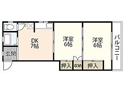 高島モータービル 2DKの間取図画像