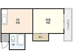 ミトービル 3階1DKの間取り