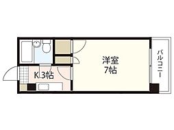 山本ビル（小河内町） 3階1Kの間取り