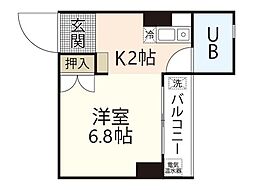 出汐Uビル ワンルームの間取図画像