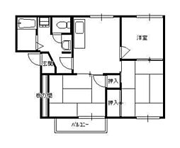 コーポアウニー 2階3DKの間取り