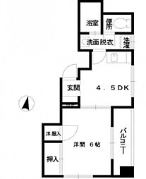 リヴラン 3階1DKの間取り