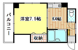 正英ビル 4階1Kの間取り