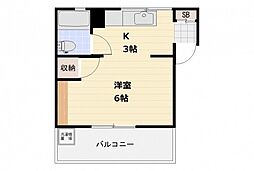 アーベルPART2 1Kの間取図画像