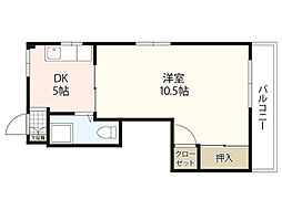 第2小河内ビル 1階1DKの間取り