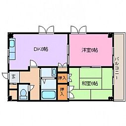 ディンプルハウス 3階2DKの間取り