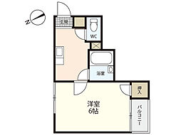 メルシー藤村 2階1Kの間取り