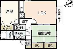 ハイツ赤迫　Ａ棟 2階2LDKの間取り