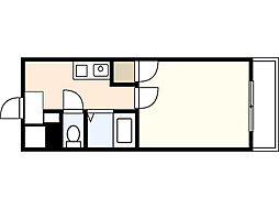 はくしま東ビル 2階1Kの間取り