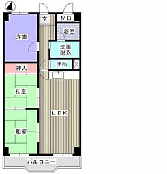 アームズ皆実 6階3LDKの間取り