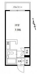 コーポ千鶴 ワンルームの間取図画像