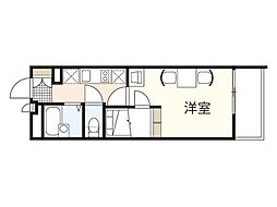 レオパレス東久保 1階1Kの間取り