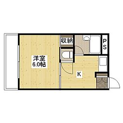 コートハウス坪井 1階1Kの間取り
