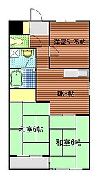 津江ビル 3DKの間取図画像