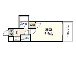 スタープラザ三篠 3階1Kの間取り