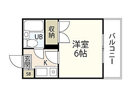 リーベ光南 1Kの間取図画像