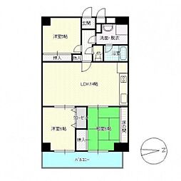 ビアビアンカマツヲ 13階3LDKの間取り