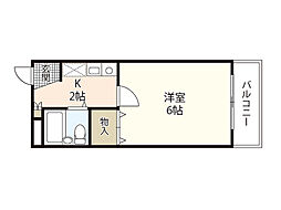 プレアデスマンションIII 2階1Kの間取り