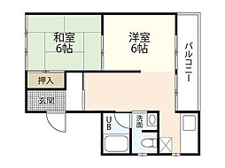 伊井ビル 2階2LDKの間取り