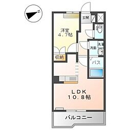 アリウス 2階1LDKの間取り