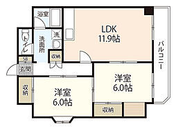 パークサイド茶木 2LDKの間取図画像