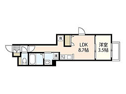 月光江波東参番館 1階1LDKの間取り