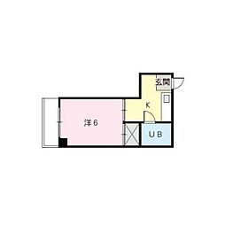 HYビル 3階1Kの間取り