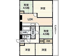 海老園春秋マンション 3階5LDKの間取り