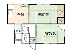 共栄荘 2DKの間取図画像